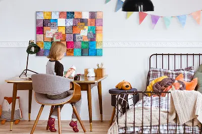 Magnetic glass dry erase board with wooden cubes