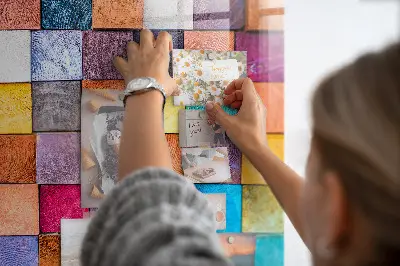 Magnetic glass dry erase board with wooden cubes