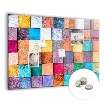 Magnetic glass dry erase board with wooden cubes