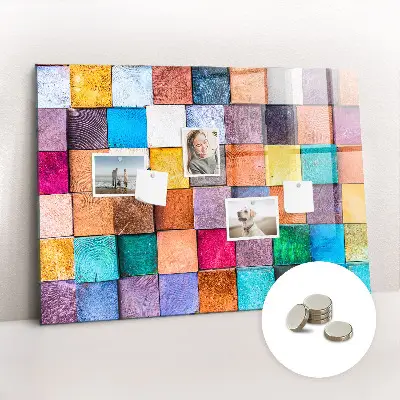 Magnetic glass dry erase board with wooden cubes
