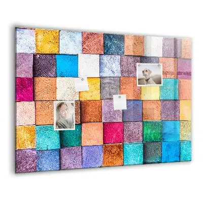 Magnetic glass dry erase board with wooden cubes