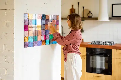 Magnetic glass dry erase board with wooden cubes