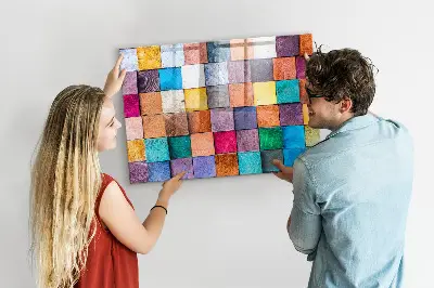 Magnetic glass dry erase board with wooden cubes