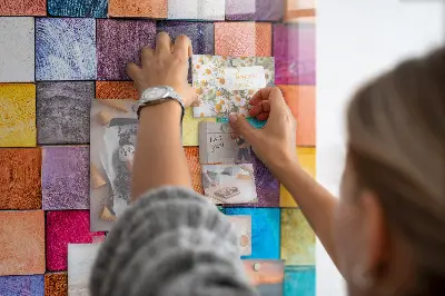 Magnetic glass dry erase board with wooden cubes