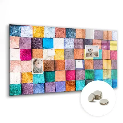 Magnetic glass dry erase board with wooden cubes