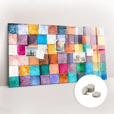 Magnetic glass dry erase board with wooden cubes