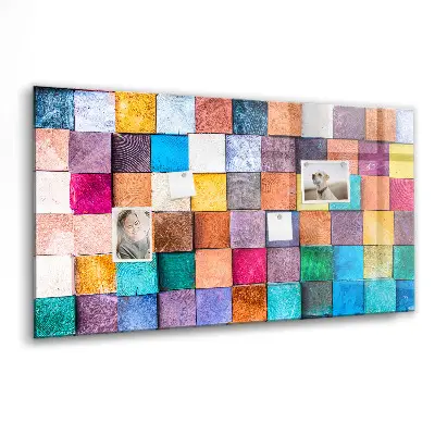Magnetic glass dry erase board with wooden cubes