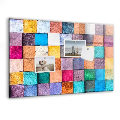 Magnetic glass dry erase board with wooden cubes