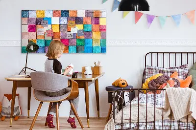 Magnetic glass dry erase board with wooden cubes