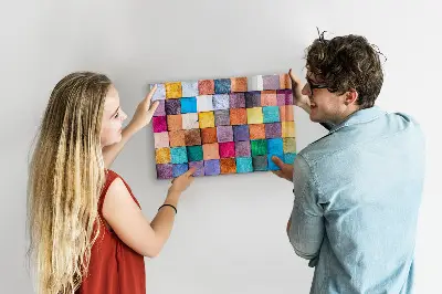 Magnetic glass dry erase board with wooden cubes