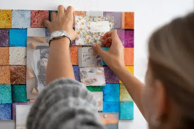 Magnetic glass dry erase board with wooden cubes