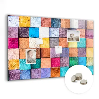 Magnetic glass dry erase board with wooden cubes