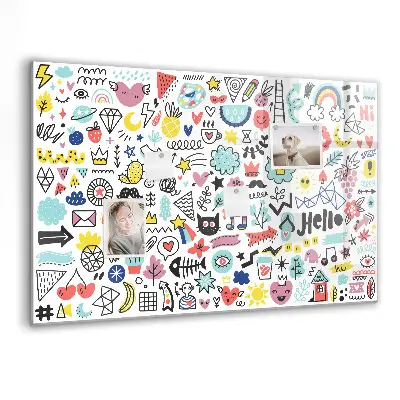 Magnetic glass dry erase board for pictures and sketches