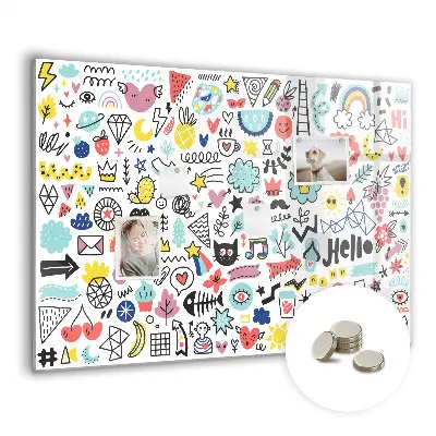 Magnetic glass dry erase board for pictures and sketches