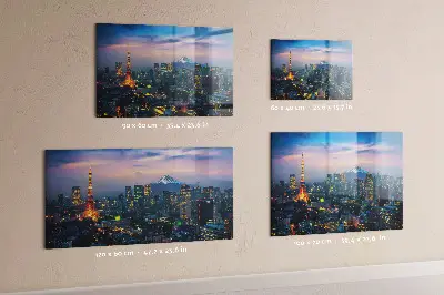 Magnetic glass dry erase board featuring a city at night