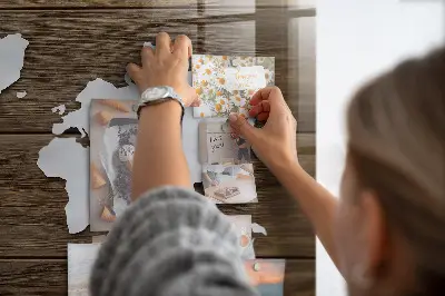 Magnetic glass dry erase board with world map design