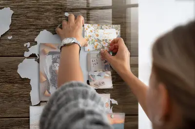 Magnetic glass dry erase board with world map design