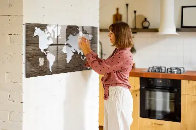 Magnetic glass dry erase board with world map design