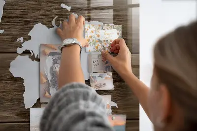 Magnetic glass dry erase board with world map design
