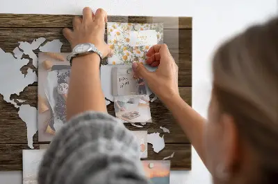 Magnetic glass dry erase board with world map design