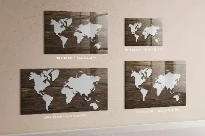 Magnetic glass dry erase board with world map design