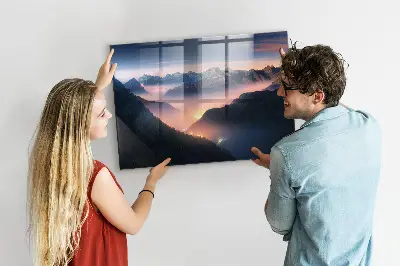 Mountain peaks landscape magnet board