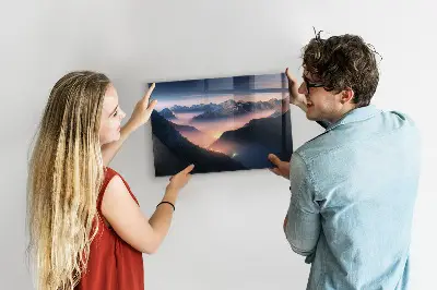 Mountain peaks landscape magnet board