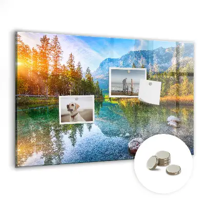 River and mountains landscape magnetic wall board