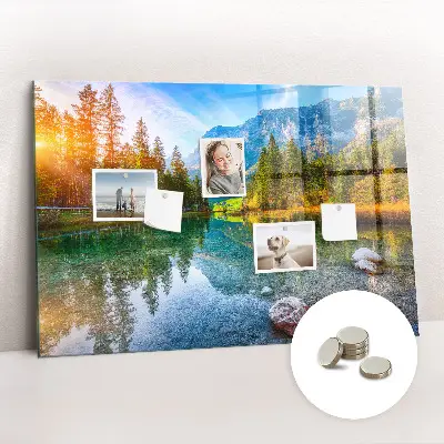 River and mountains landscape magnetic wall board