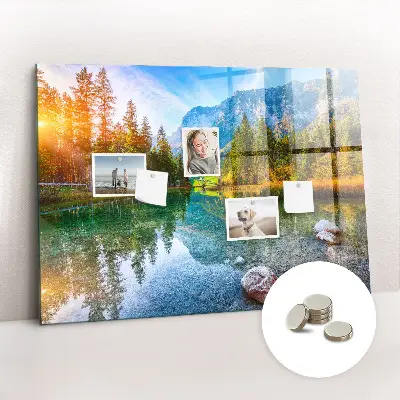 River and mountains landscape magnetic wall board