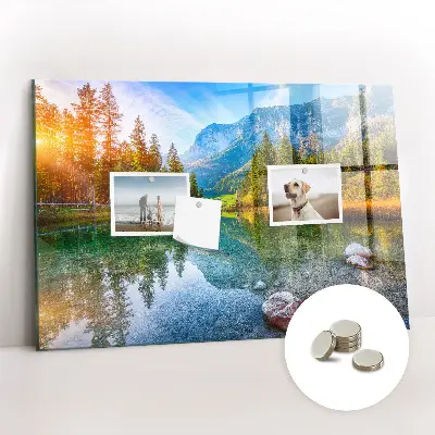 River and mountains landscape magnetic wall board