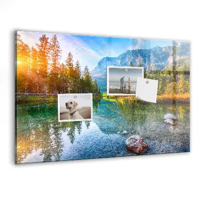 River and mountains landscape magnetic wall board