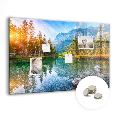 River and mountains landscape magnetic wall board