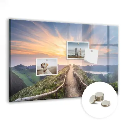 Mountain landscape magnetic glass dry erase board
