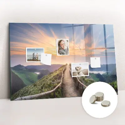 Mountain landscape magnetic glass dry erase board