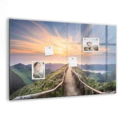 Mountain landscape magnetic glass dry erase board