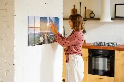 Mountain landscape magnetic glass dry erase board