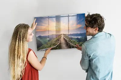 Mountain landscape magnetic glass dry erase board
