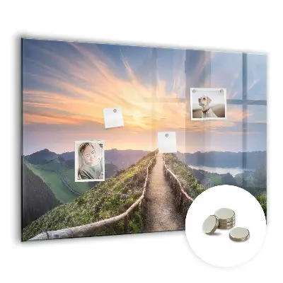 Magnetic glass dry erase board Mountain landscape