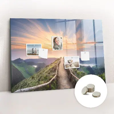 Mountain landscape magnetic glass dry erase board