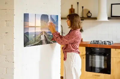 Mountain landscape magnetic glass dry erase board