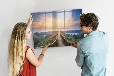 Mountain landscape magnetic glass dry erase board