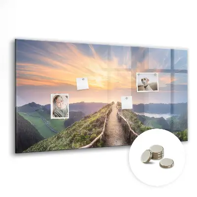Mountain landscape magnetic glass dry erase board