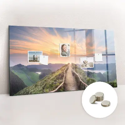 Mountain landscape magnetic glass dry erase board