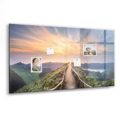 Mountain landscape magnetic glass dry erase board