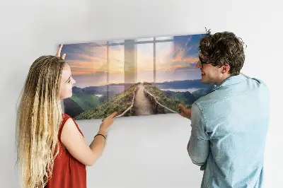 Magnetic glass dry erase board Mountain landscape
