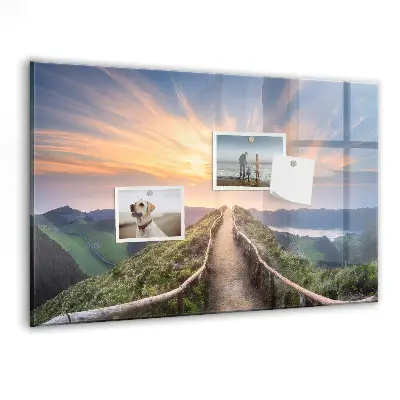 Mountain landscape magnetic glass dry erase board