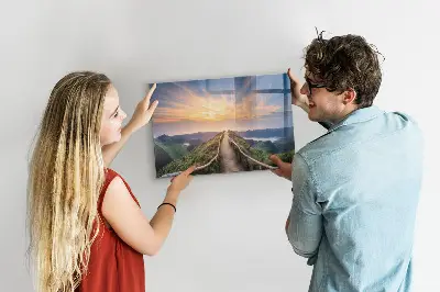 Mountain landscape magnetic glass dry erase board