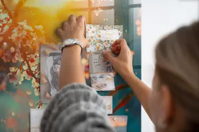 Magnetic glass dry erase board with spring flowers design