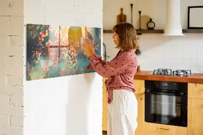 Magnetic glass dry erase board with spring flowers design